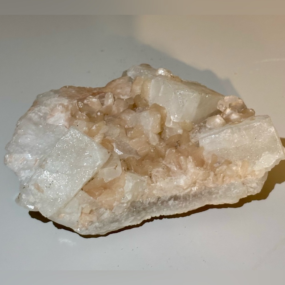 Apophyllite & Golden Calcite Cluster on Matrix – Sparkling Large Crystal Points